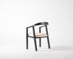 Oak Dining Chair in Black with Leather Seat / Dining Chair GH1