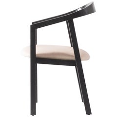 Oak Dining Chair in Black with Leather Seat / Dining Chair GH1