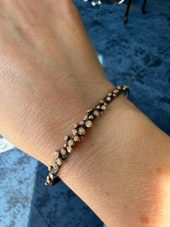 Oxidized Silver, 18K YG Dark Gleam Bangle with Diamonds by Agneta Bugyte