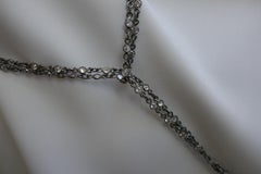 Oxidized Silver Cubic Zirconia Chain Cultured Baroque Pearl Lariat Necklace