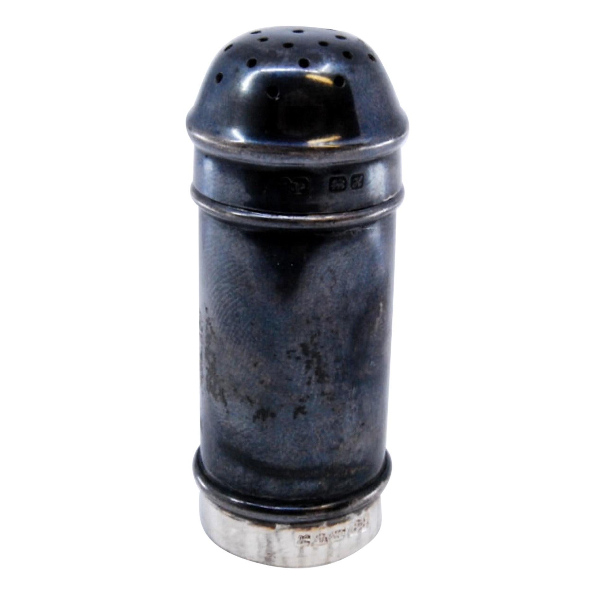 Oxidized silver shin guard in the shape of a cylinder For Sale