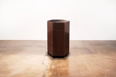 Patinated Hexagonal Steel Modern Side Table by Costantini, Ettore Hex, In Stock