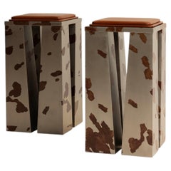 Oxidized Steel Stool, Contemporary Mexican Design, Cowgirl Collection