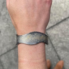Oxidized Sterling Silver Cuff bracelet with 24k Gold Dust