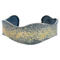Oxidized Sterling Silver Cuff bracelet with 24k Gold Dust