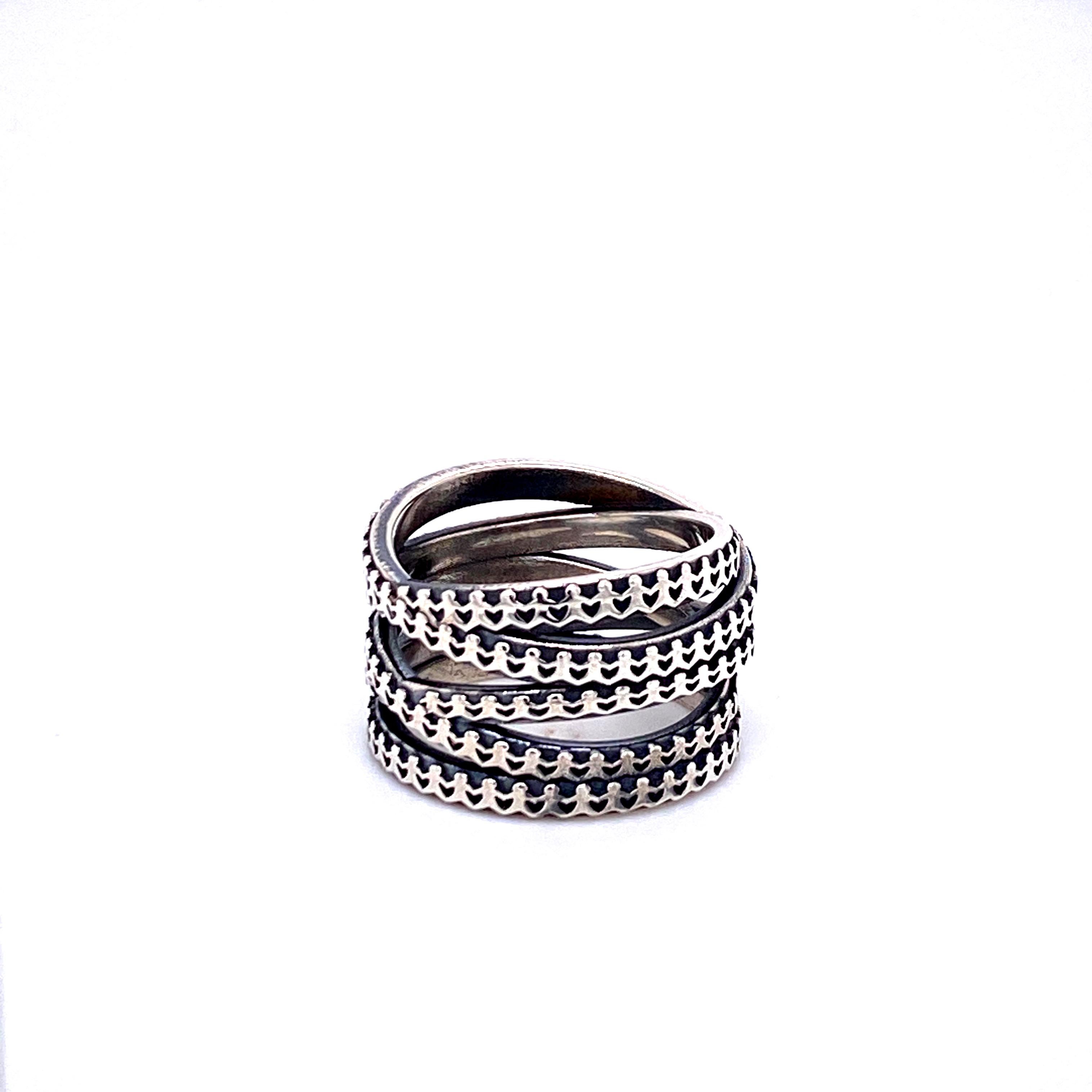 Oxidized Sterling Silver Narrow Not Non-Essential Wrap Ring In New Condition For Sale In Greenville, SC
