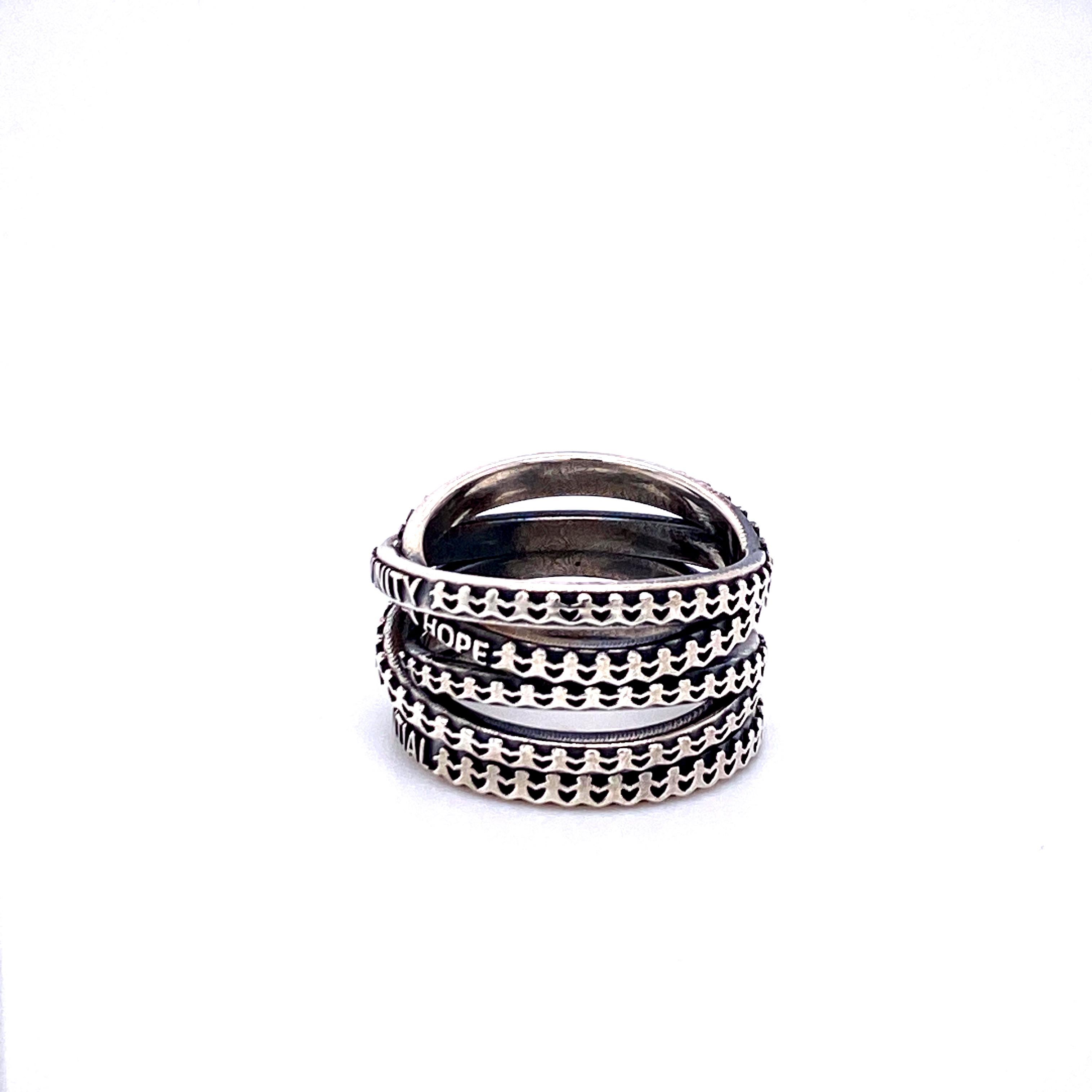 Women's or Men's Oxidized Sterling Silver Narrow Not Non-Essential Wrap Ring For Sale