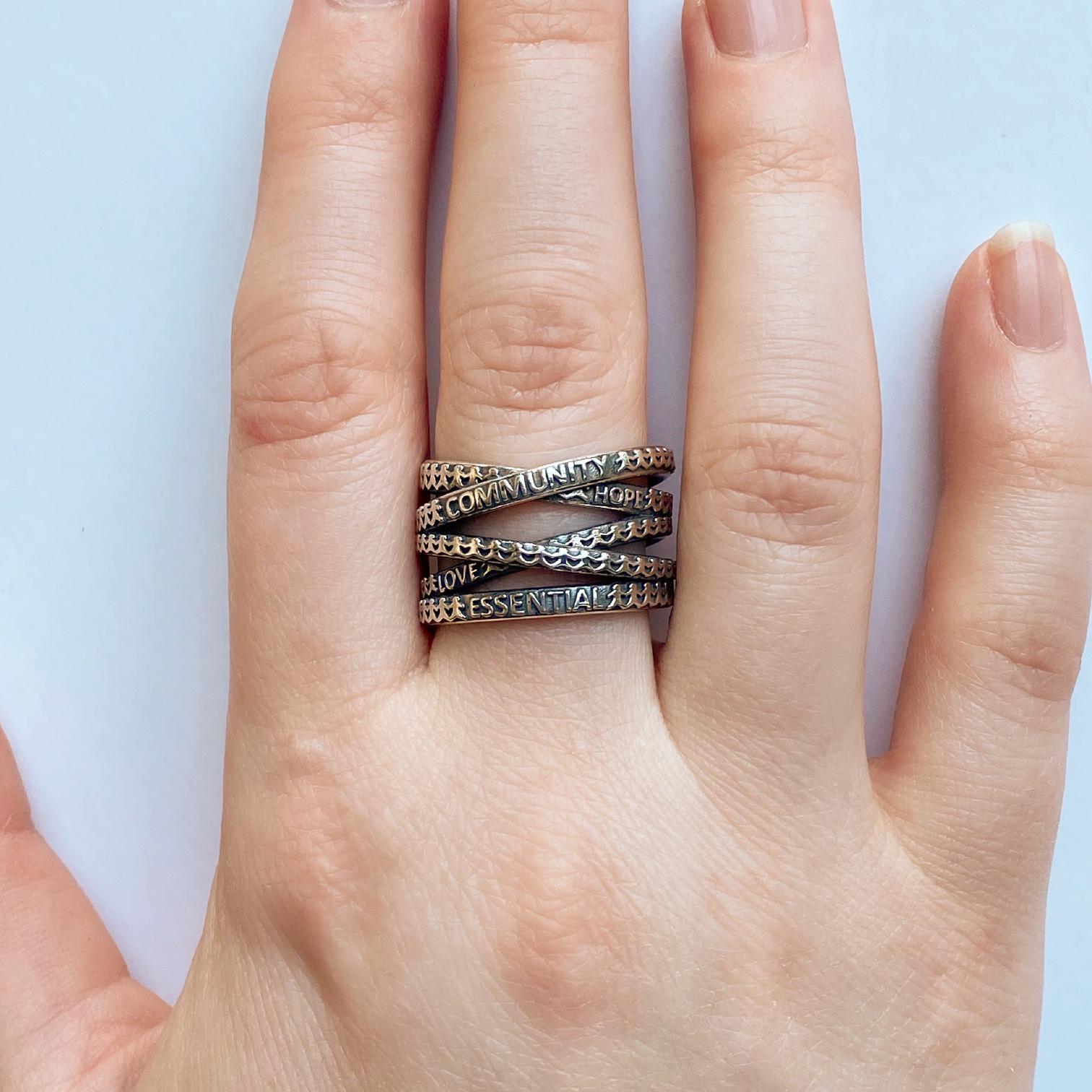Oxidized Sterling Silver Narrow Not Non-Essential Wrap Ring For Sale 1