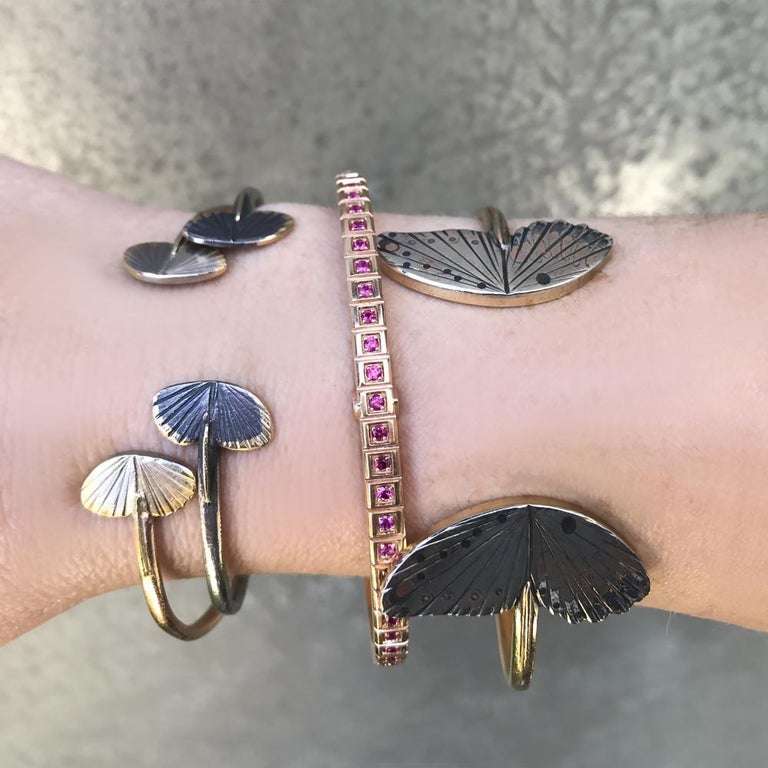 Oxidized Sterling Silver Open Wing Asterope Butterfly Cuff Bracelet For