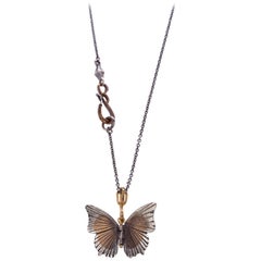Oxidized Sterling Silver Rose Bronze Tawny Raja Butterfly Necklace 