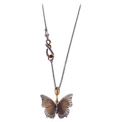 Oxidized Sterling Silver Rose Bronze Tawny Raja Butterfly Necklace