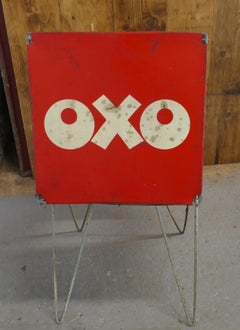 Oxo Cube Tin Shop Display Dispenser, Metal Stand, Folk Art, 1960