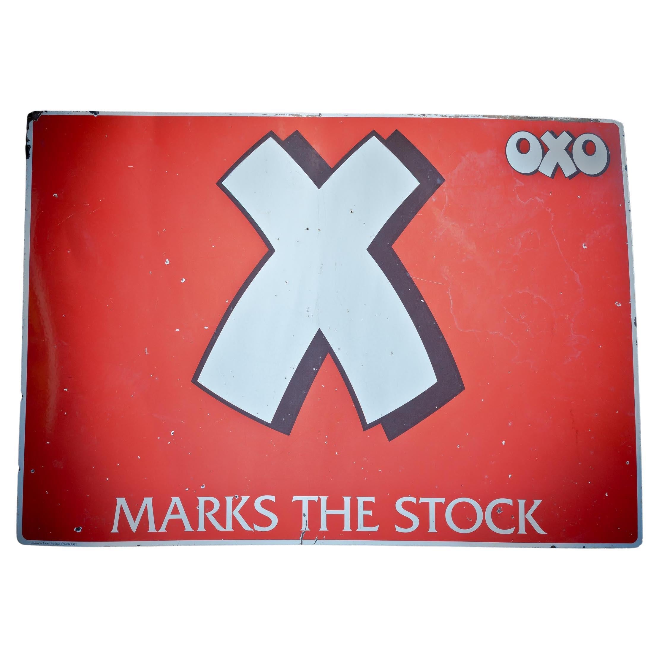 OXO X Marks the Stock Enamel Sign For Sale