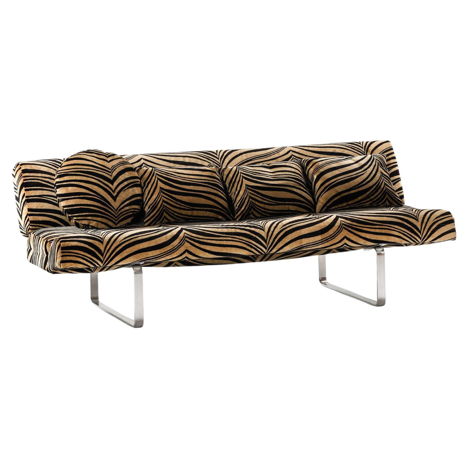 Oxted Sofa in Original Zebra-Patterned Fabric by William Plunkett, 1970s