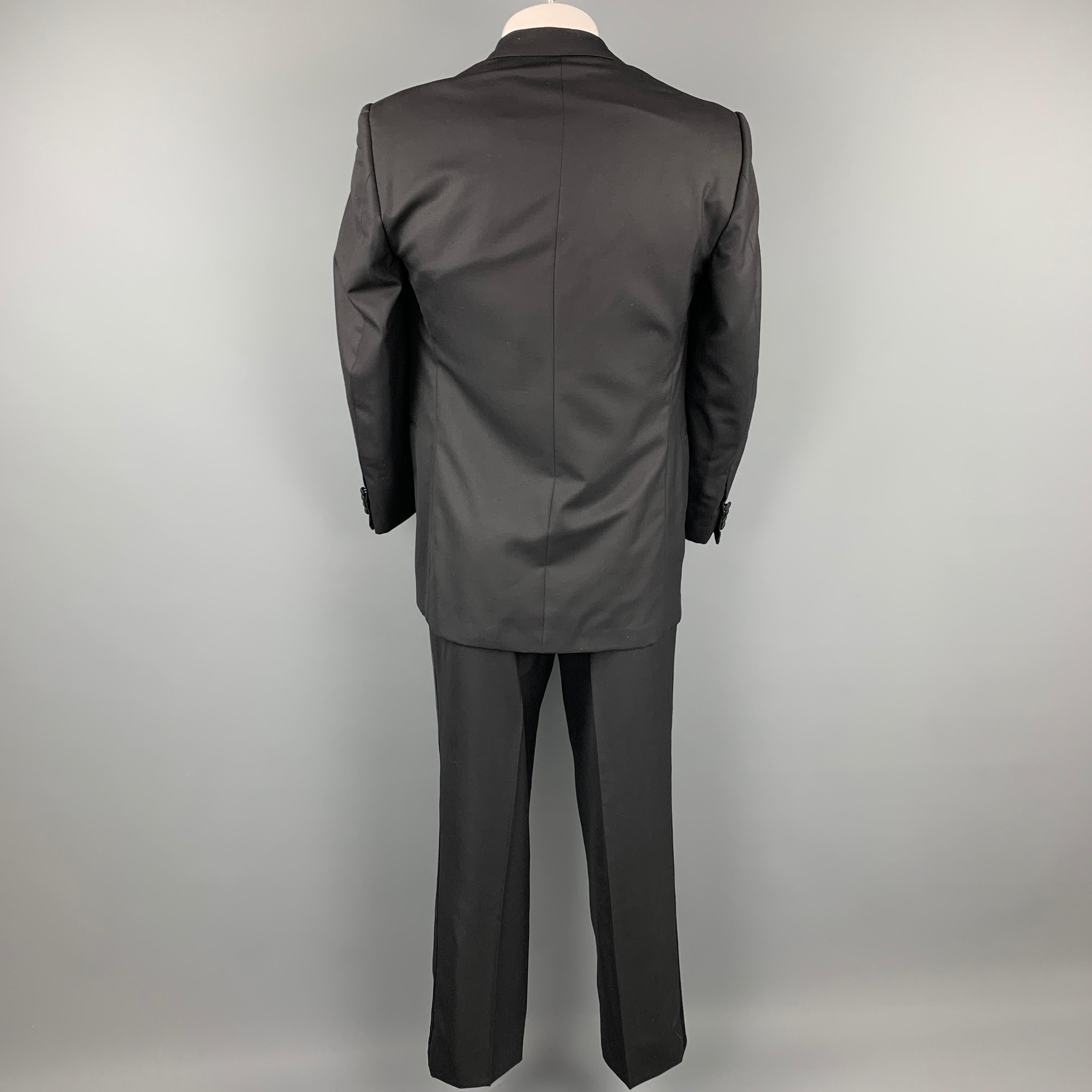 Nero OXXFORD CLOTHES 42 Abito da smoking regular in lana nera con risvolto a punta