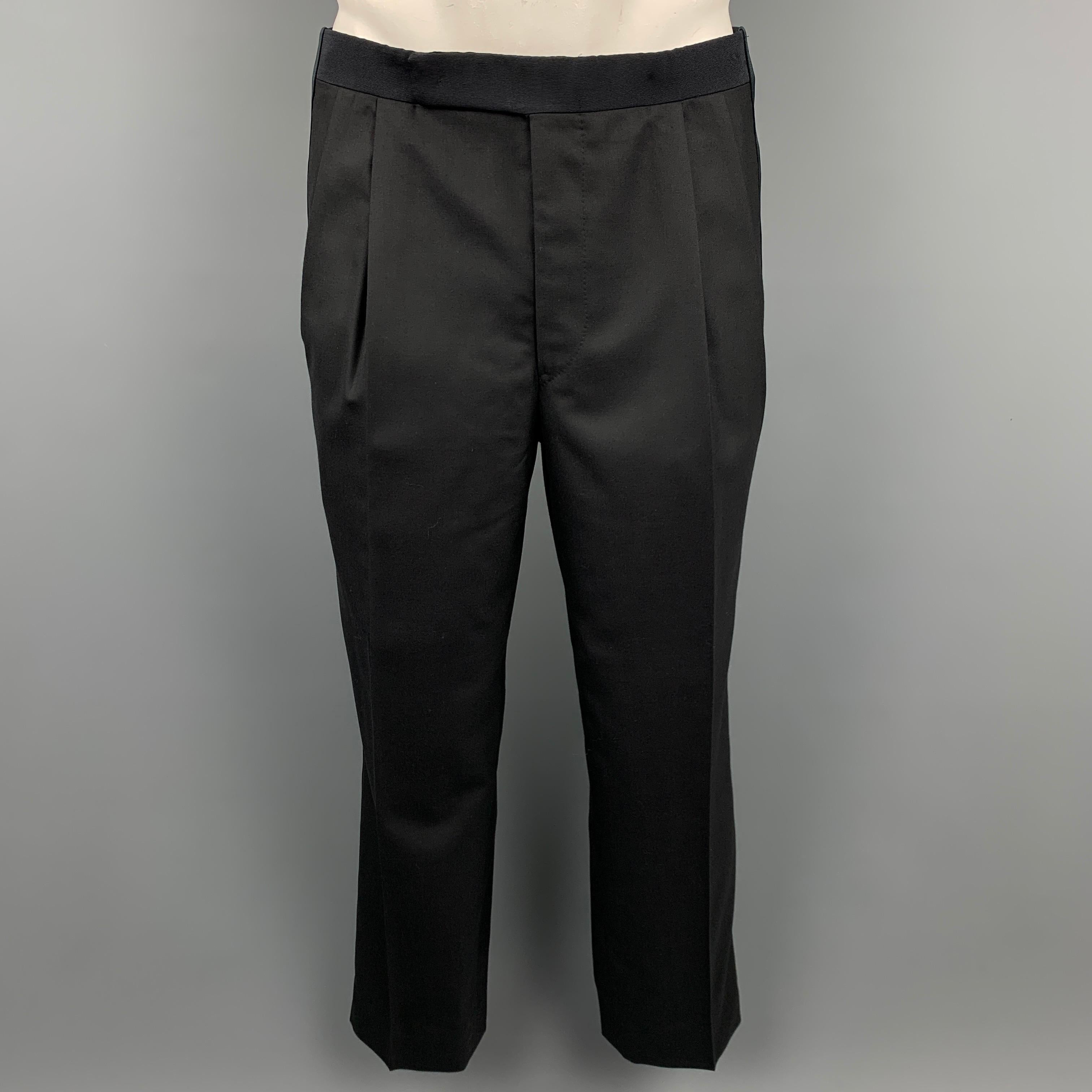 Uomo OXXFORD CLOTHES 42 Abito da smoking regular in lana nera con risvolto a punta