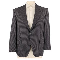 OXXFORD CLOTHES Sportmantel aus Wolle mit schwarzen und weißen Punkten und Revers, Größe 42