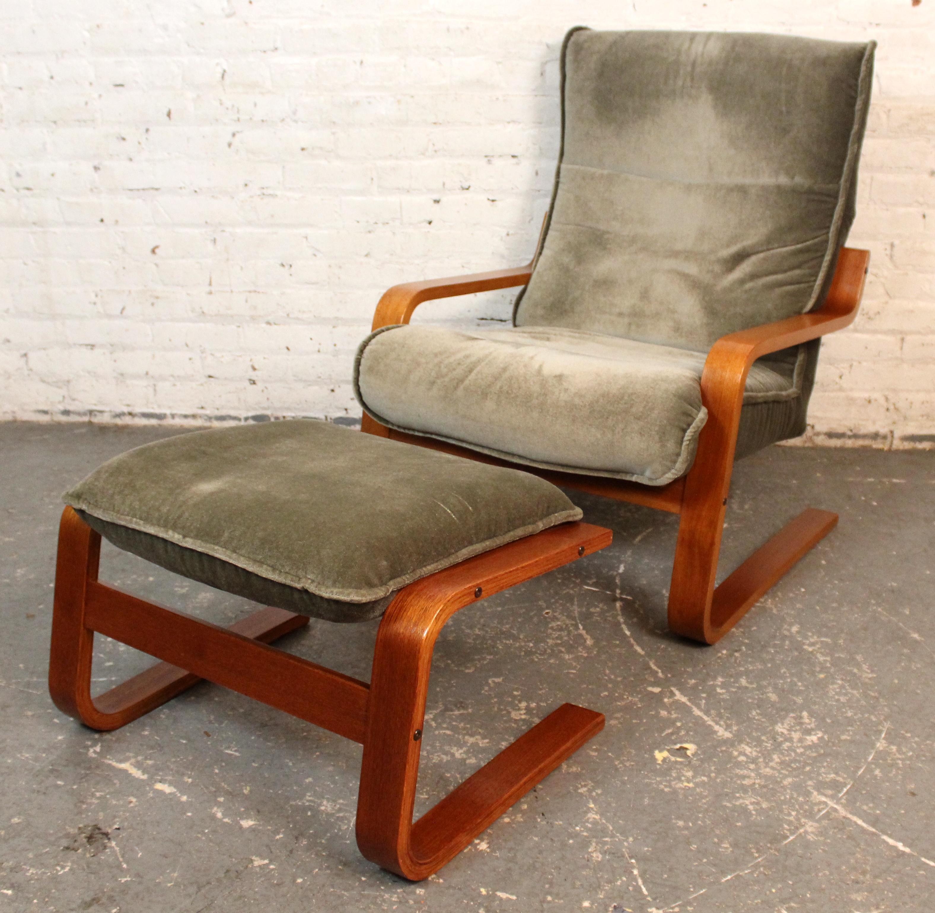20th Century OY BJ Dahlqvist Bentwood Cantilevered Arm Chair with Ottoman For Sale