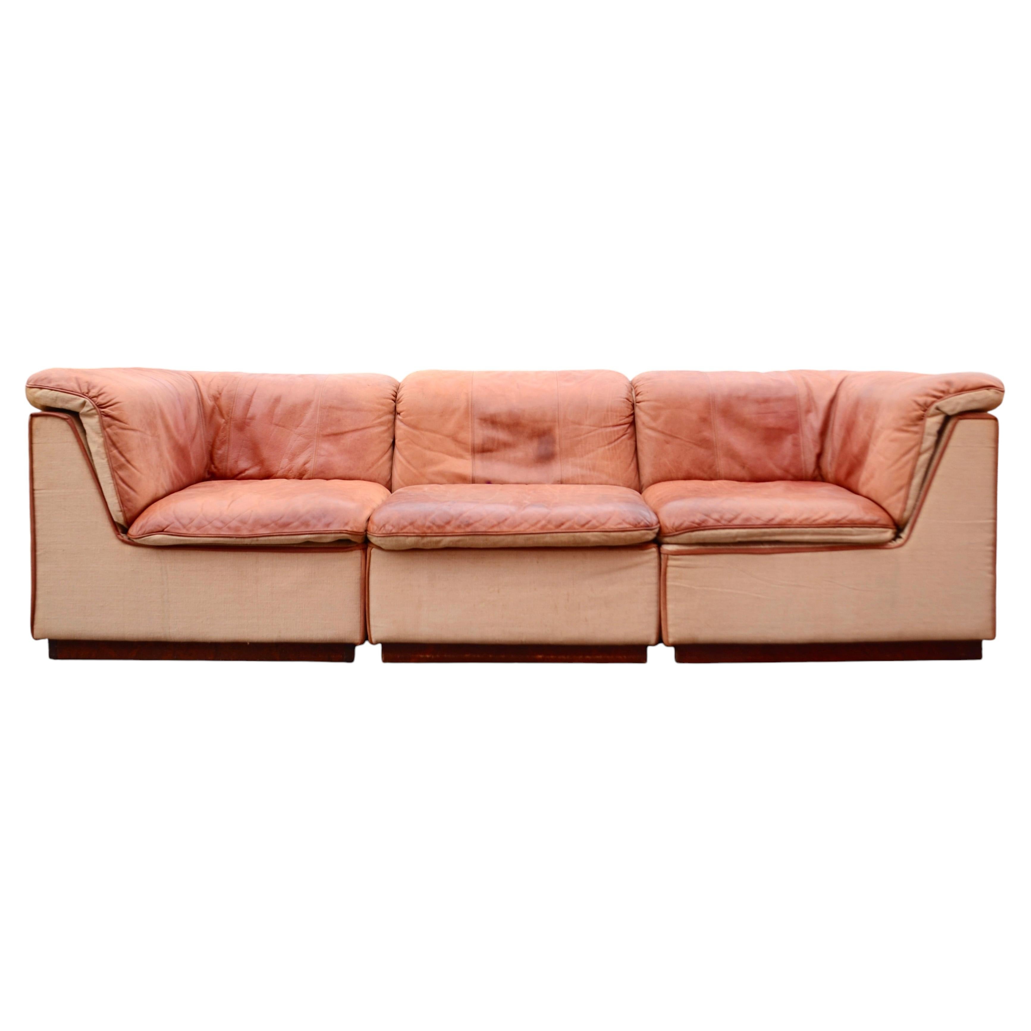 OY Dahlqvist AB BD Mobel Leathersofa Model Sapporo cognac canvas For Sale