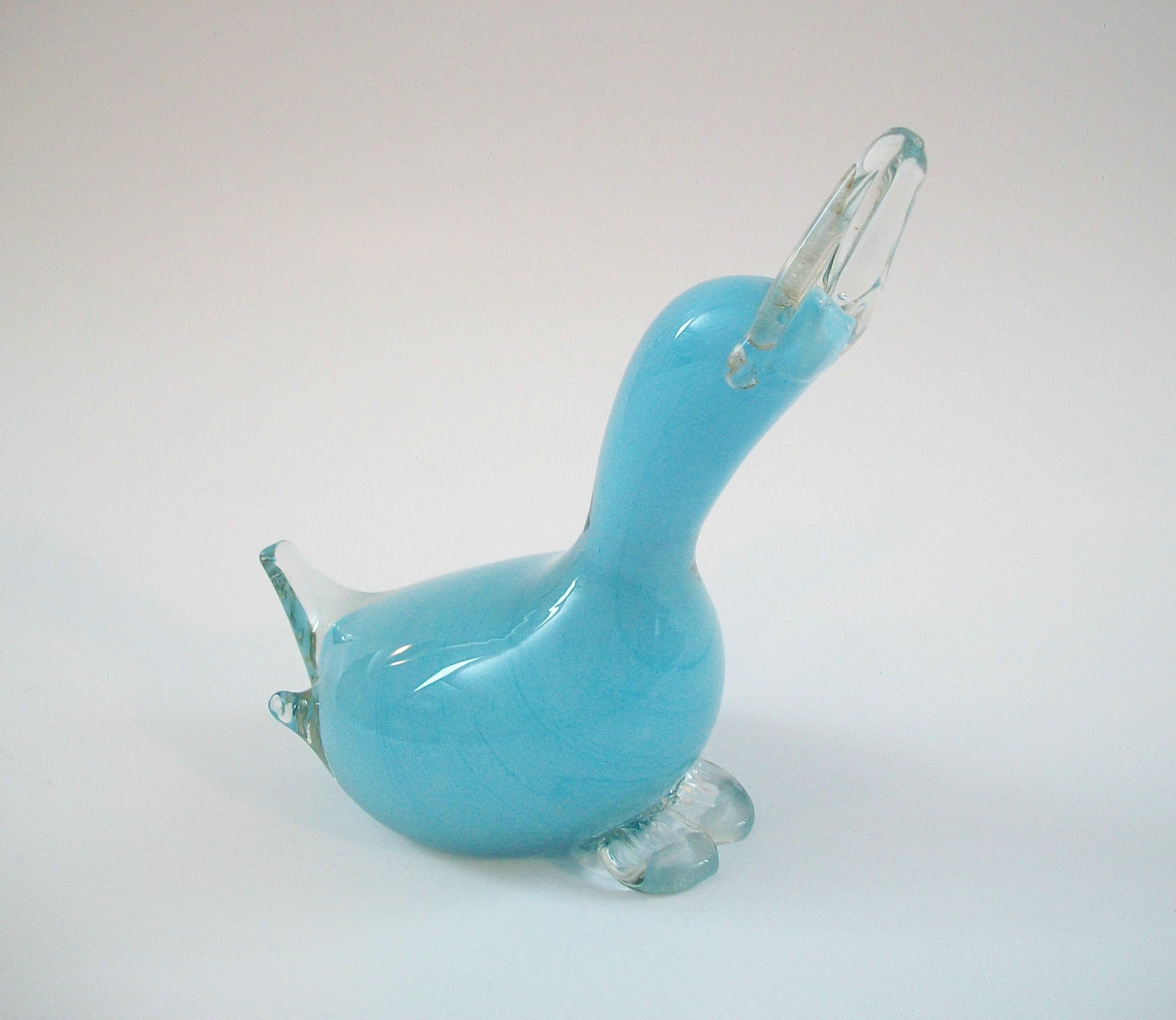 Mid-Century Modern OY KUMELA - ARMANDO JACOBINO - Art Glass Duck Figure - Finland - Circa 1970's For Sale