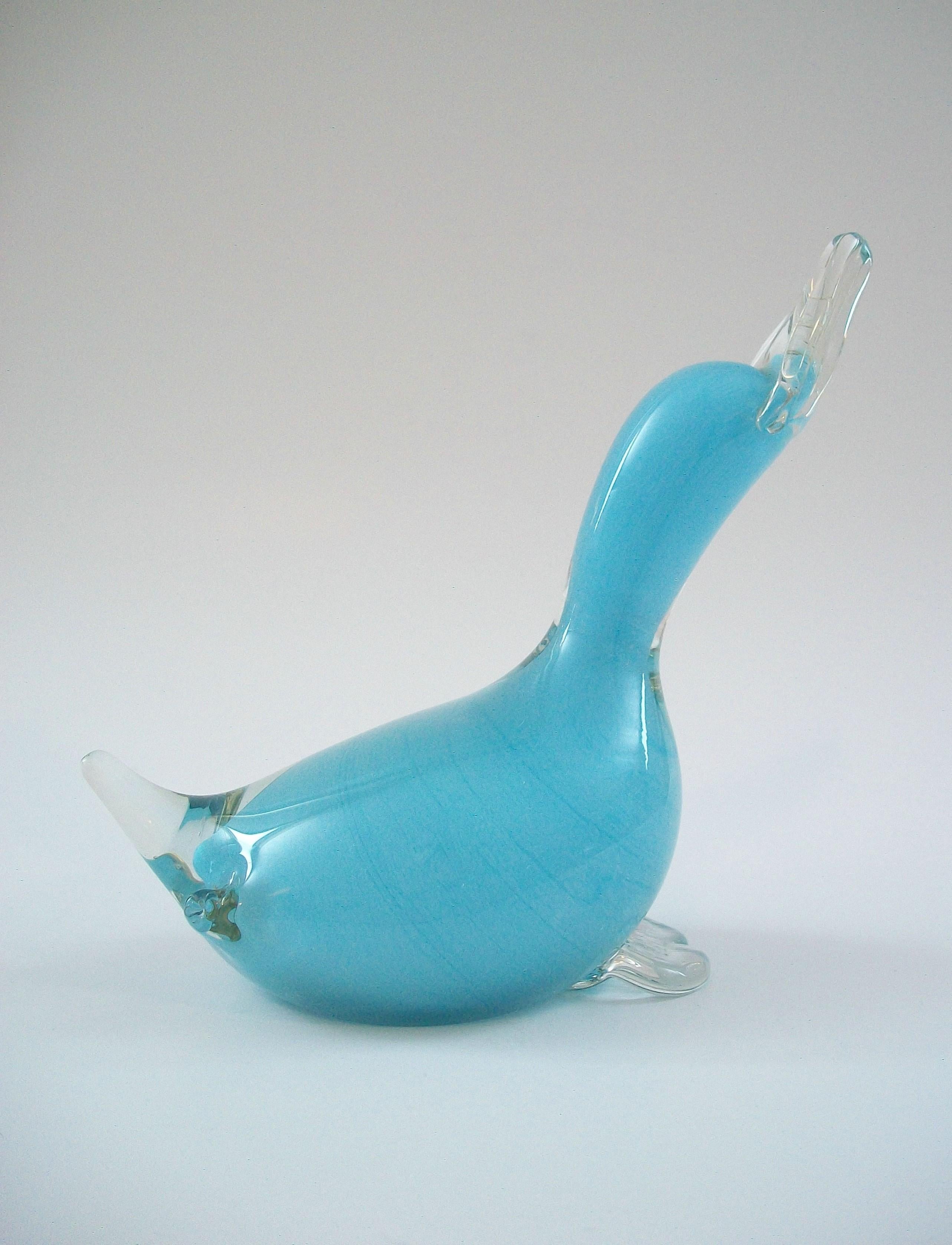 Finnish OY KUMELA - ARMANDO JACOBINO - Art Glass Duck Figure - Finland - Circa 1970's For Sale