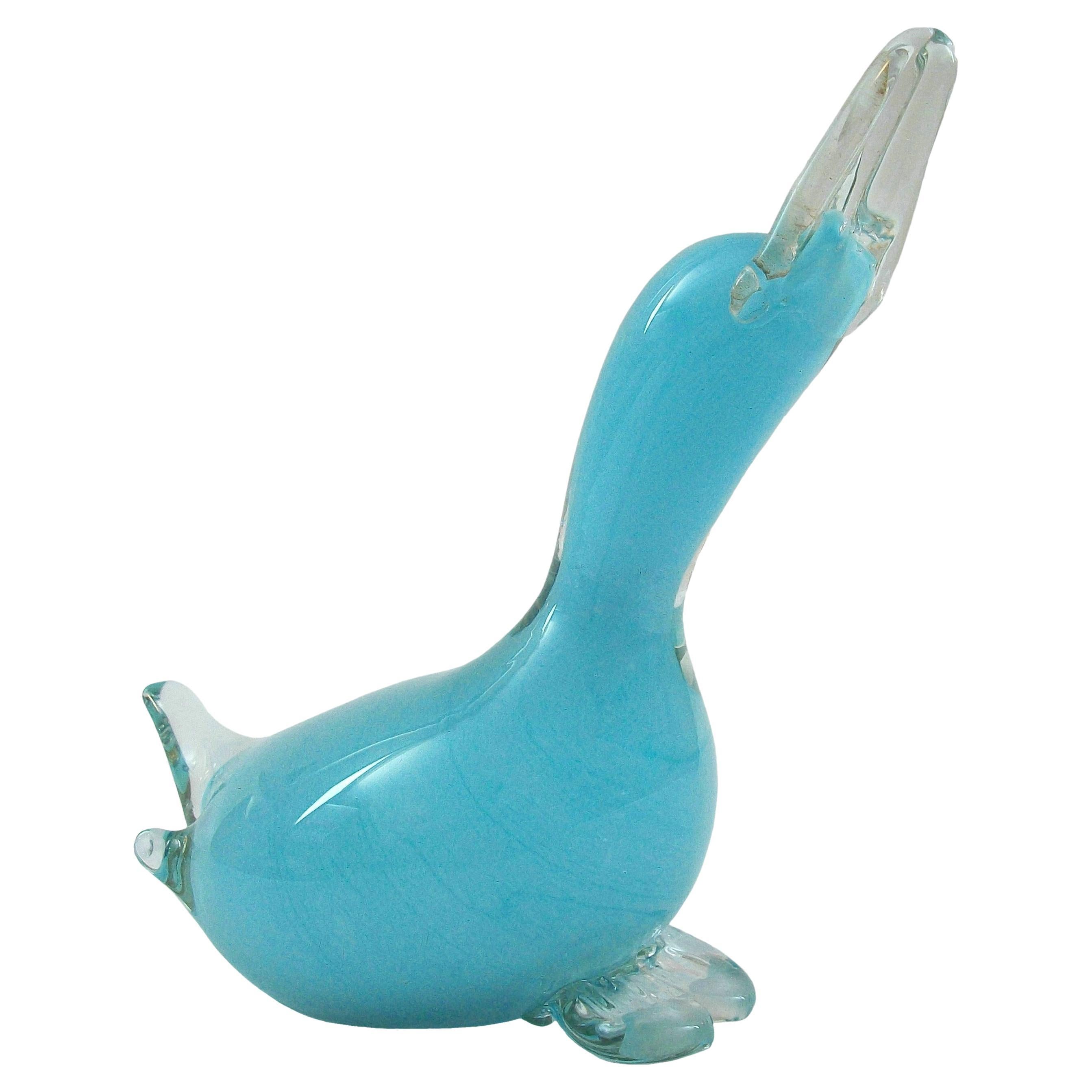 OY KUMELA - ARMANDO JACOBINO - Art Glass Duck Figure - Finland - Circa 1970's For Sale