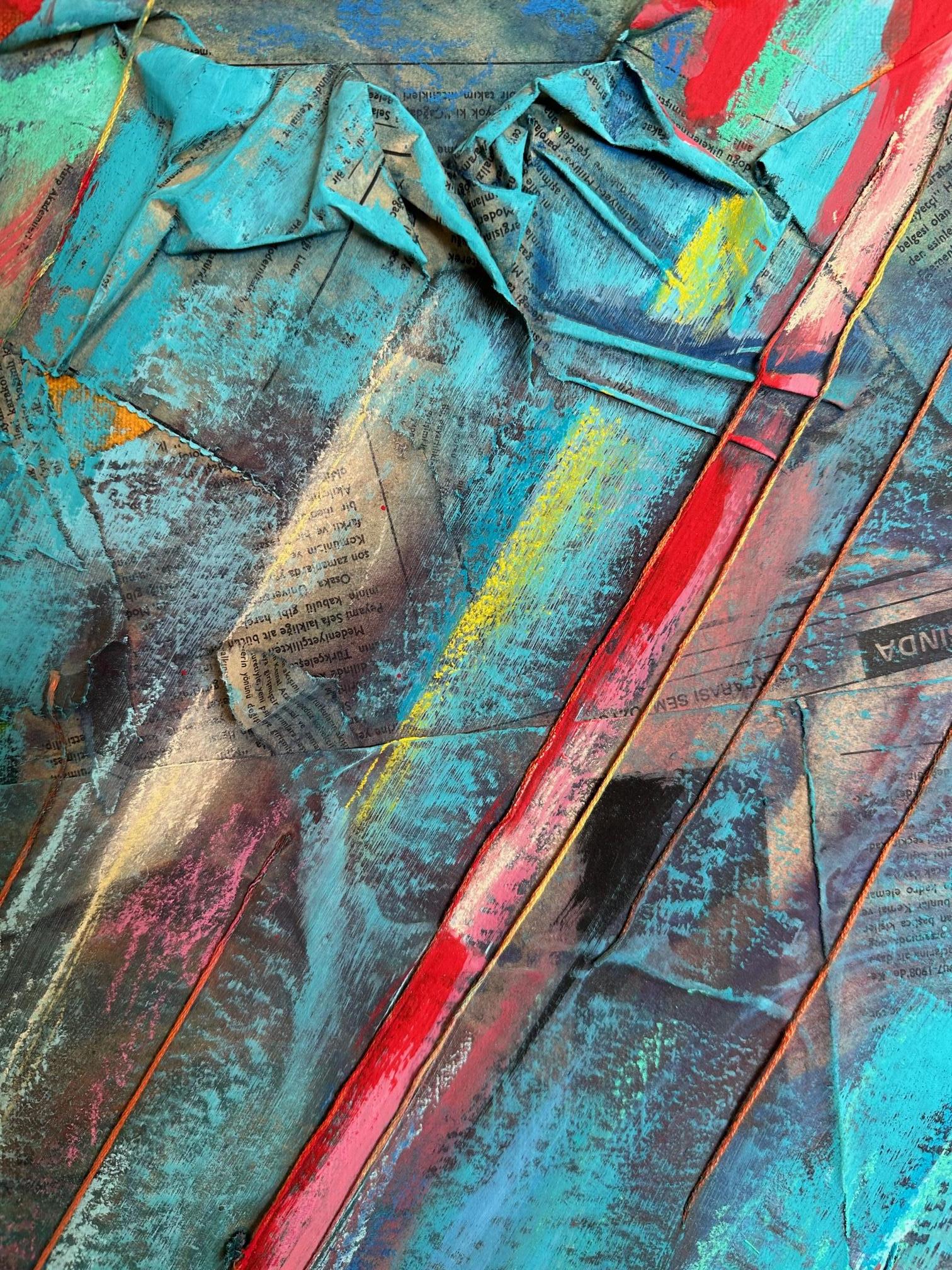 Blaue Ausgewogenheit – Oya Bolgun – Abstraktes Gemälde – Mischtechnik im Angebot 2