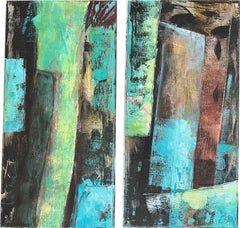 Division ( Diptych ) - Oya Bolgun - Abstract Painting - Mixed media