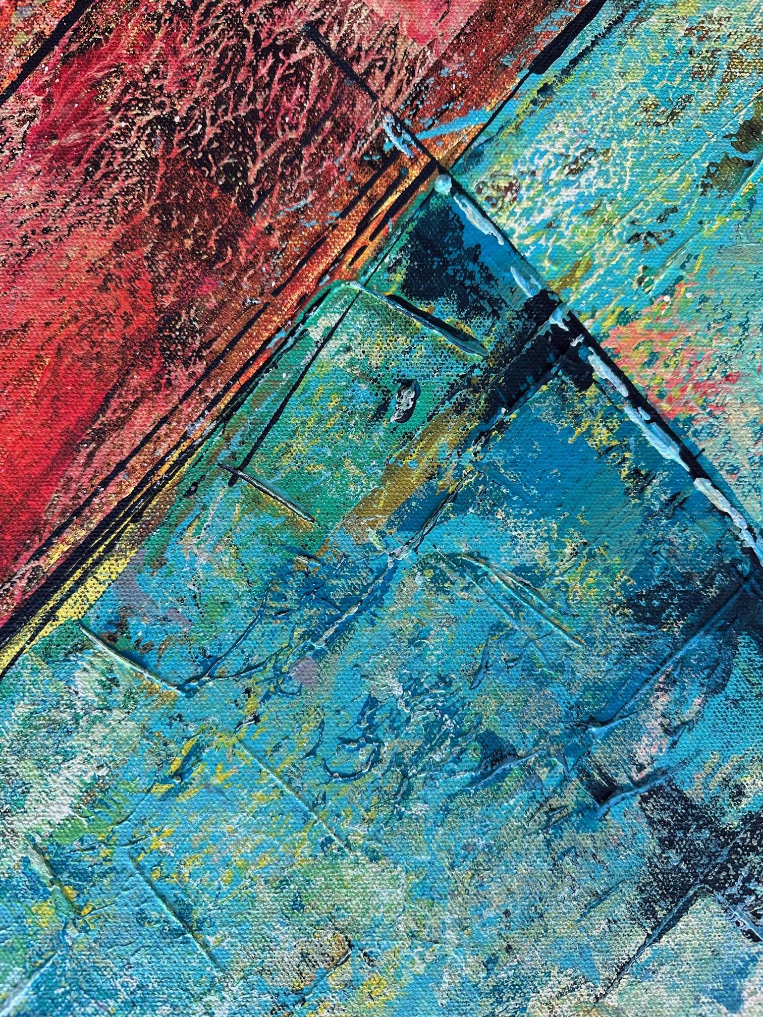 Existence 1 (Diptych) - Oya Bolgun -Abstract Painting - Mixed Media For Sale 4