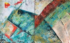 Existence 1 (Diptych) - Oya Bolgun -Abstract Painting - Mixed Media