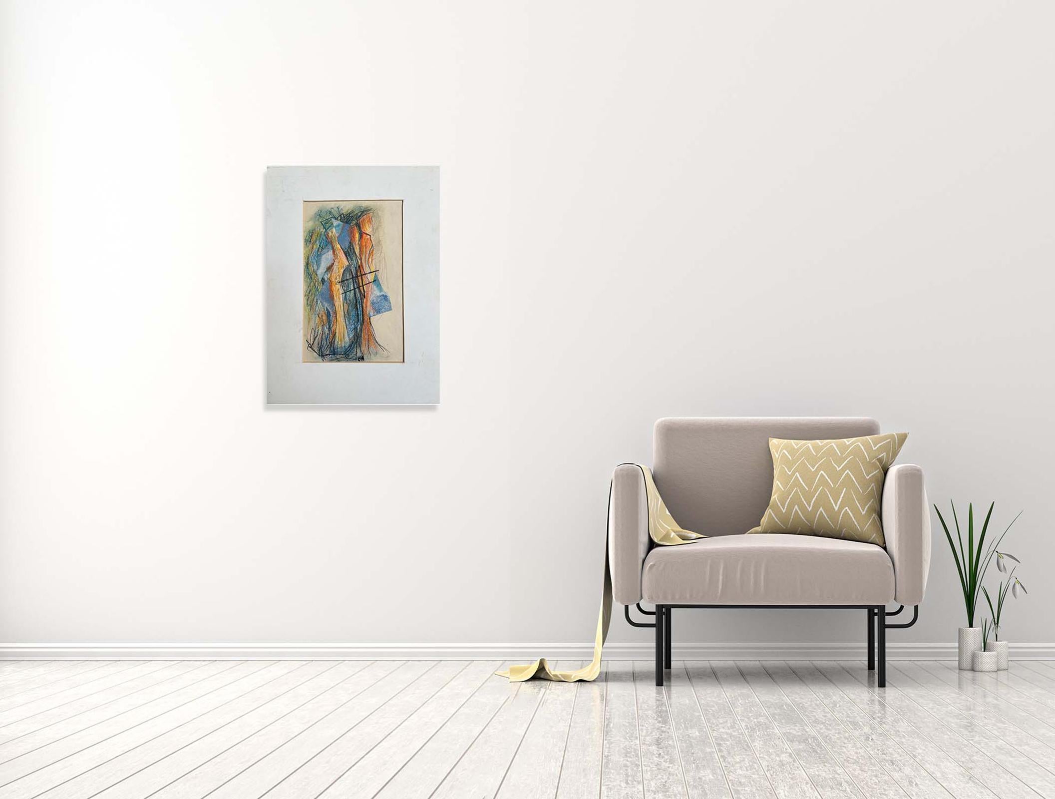 Figures - Oya Bolgun - Abstract Painting - Pastel On Paper For Sale 1