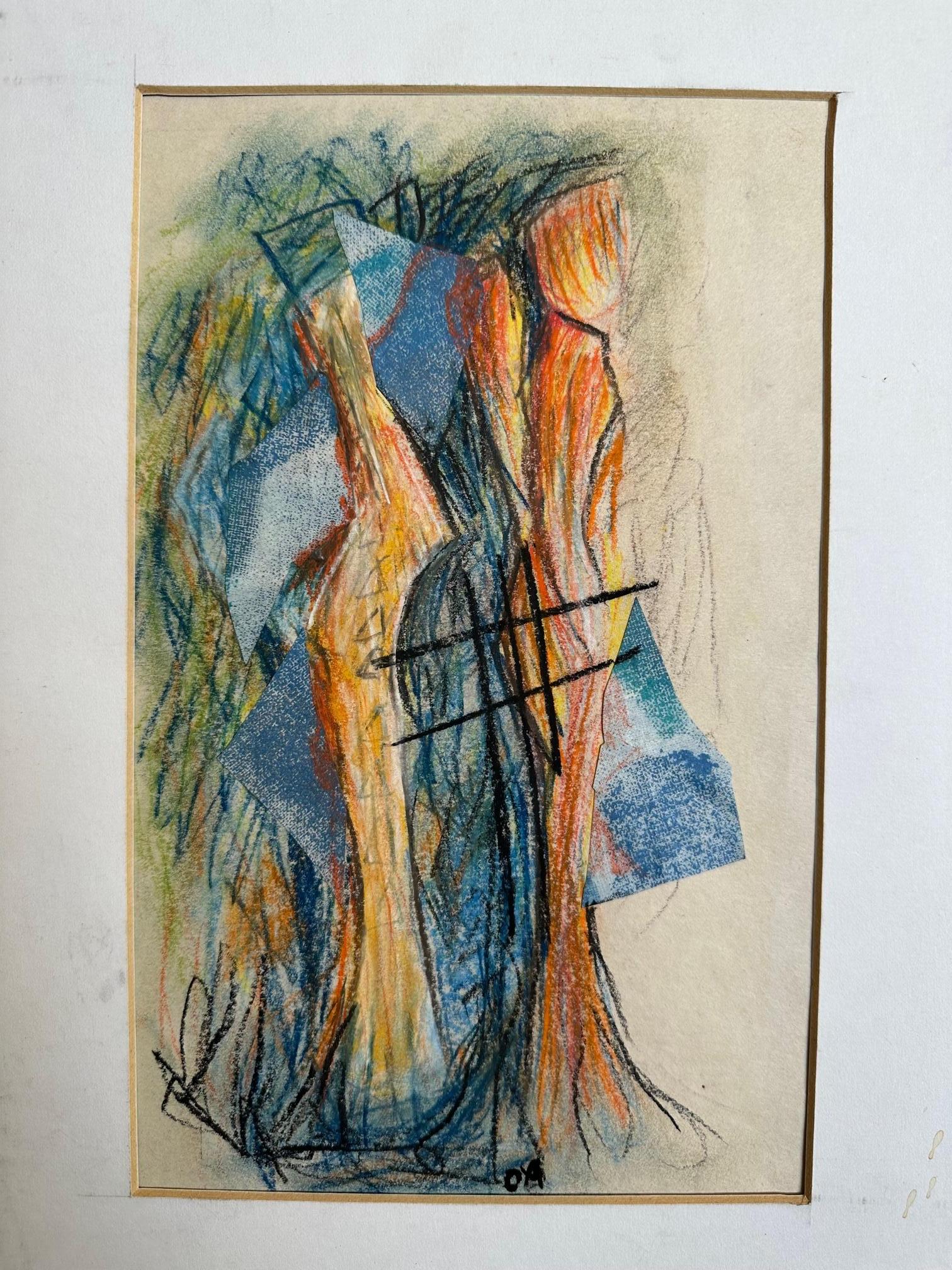 Figures - Oya Bolgun - Abstract Painting - Pastel On Paper For Sale 2
