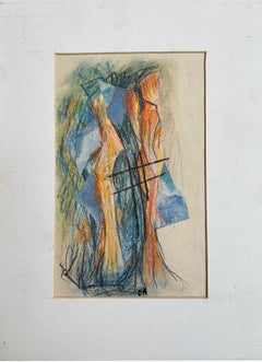 Figures - Oya Bolgun - Abstract Painting - Pastel On Paper