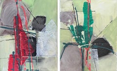 Here And There (Diptych) - Oya Bolgun -Abstract Painting - Mixed Media