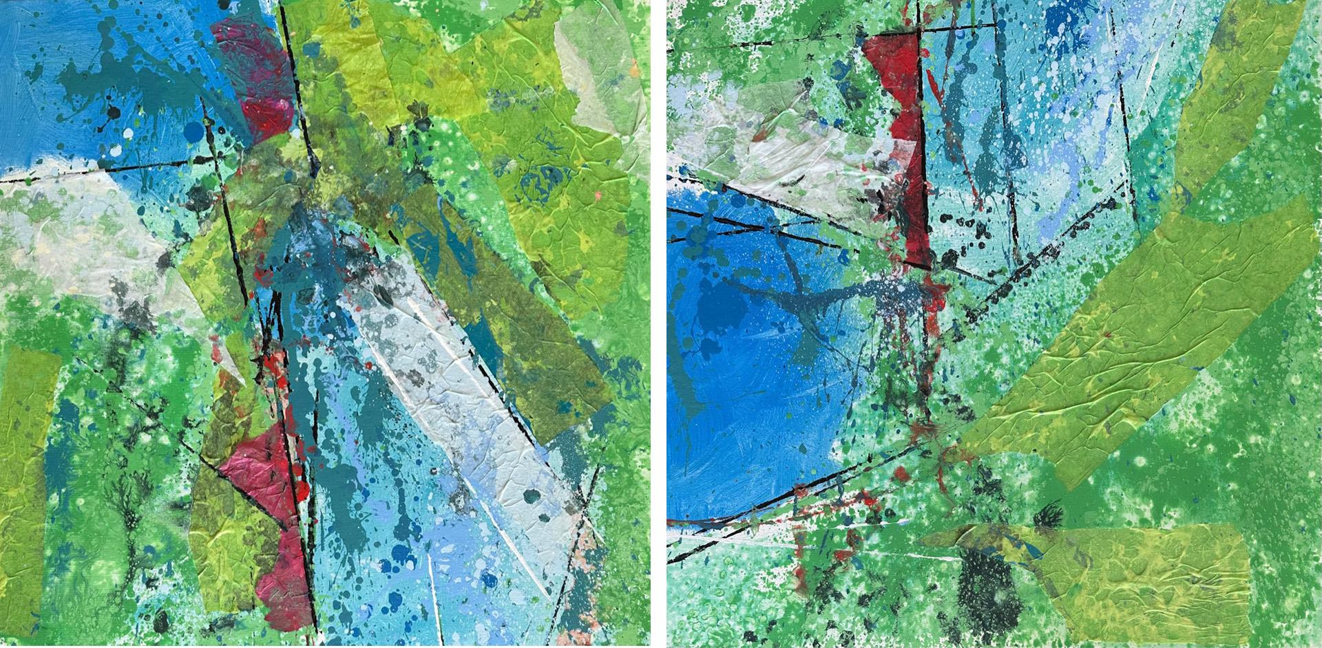 Lost In Space ( Diptych ) - Oya Bolgun - Abstract Painting - Mixed Media