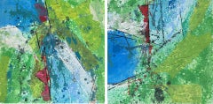 Lost In Space ( Diptych ) - Oya Bolgun - Abstract Painting - Mixed Media