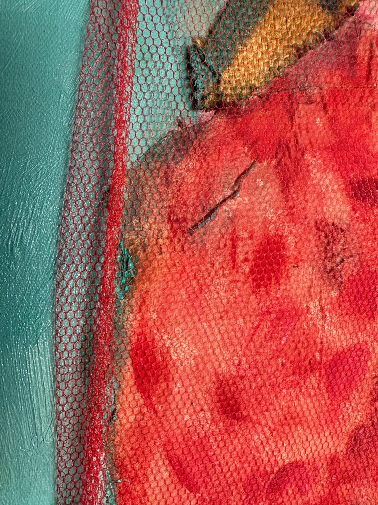Rotes Schleier – Oya Bolgun – Abstraktes Gemälde – Mischtechnik im Angebot 4