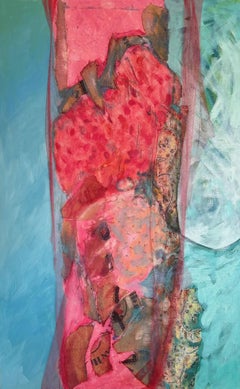 Red Veil - Oya Bolgun - Abstract Painting - Mixed Media