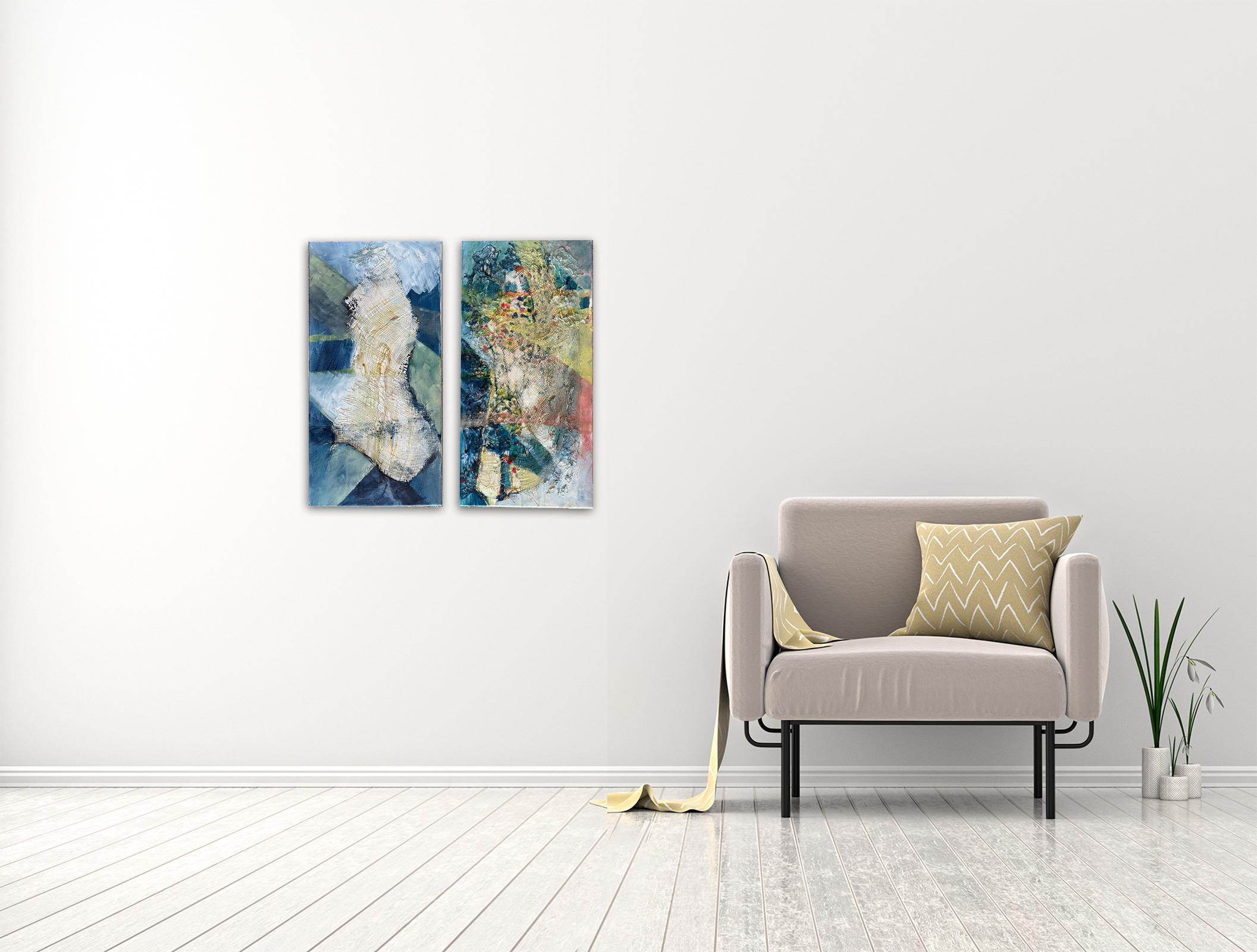 Spark ( Diptych ) - Oya Bolgun - Abstract Painting - Mixed media For Sale 1