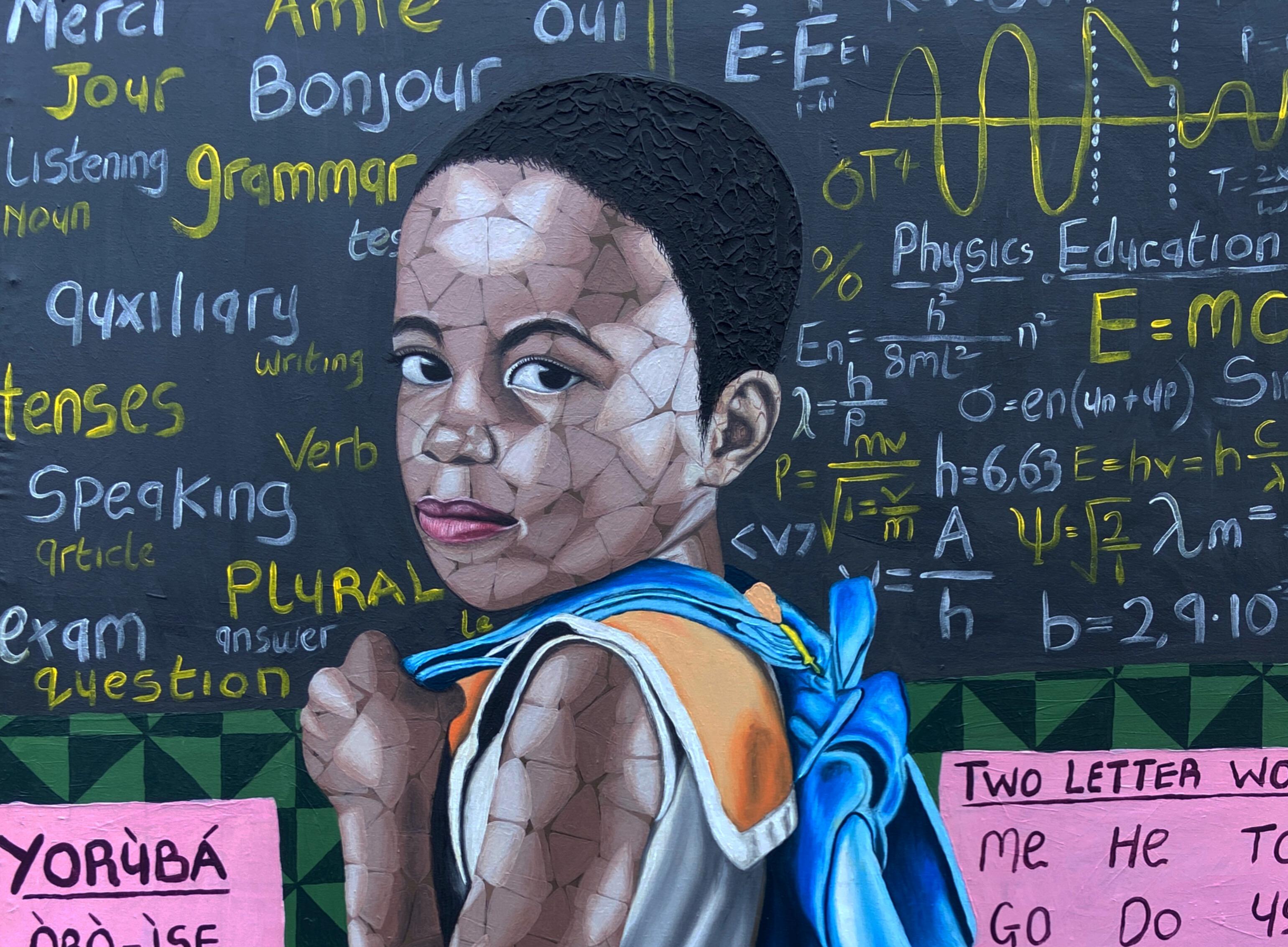Ambition - 21st Century, Contemporary, Figurative Portrait, School Children - Painting by Oyeleye Feranmi