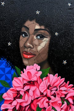 Beauty and Essence -21st Century, Contemporary, Figurative Portrait Floral Women