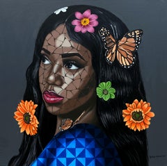 Ecstasy 1 -21st Century, Contemporary, Figurative Portrait, Floral Women, Modern