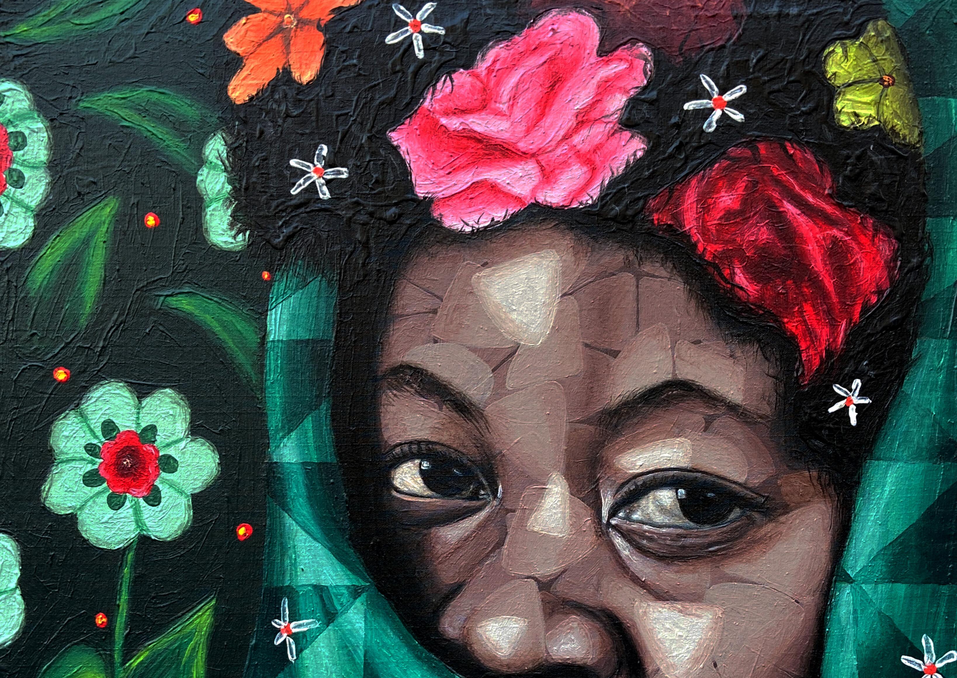 Abrazo (Naturaleza) 3 - Siglo XXI, Contemporáneo, Figurativo, Retrato, Mujer - Painting de Oyeleye Feranmi