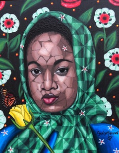 Abraza la Naturaleza 5 - Siglo XXI, Contemporáneo, Retrato Figurativo Floral, Mujer