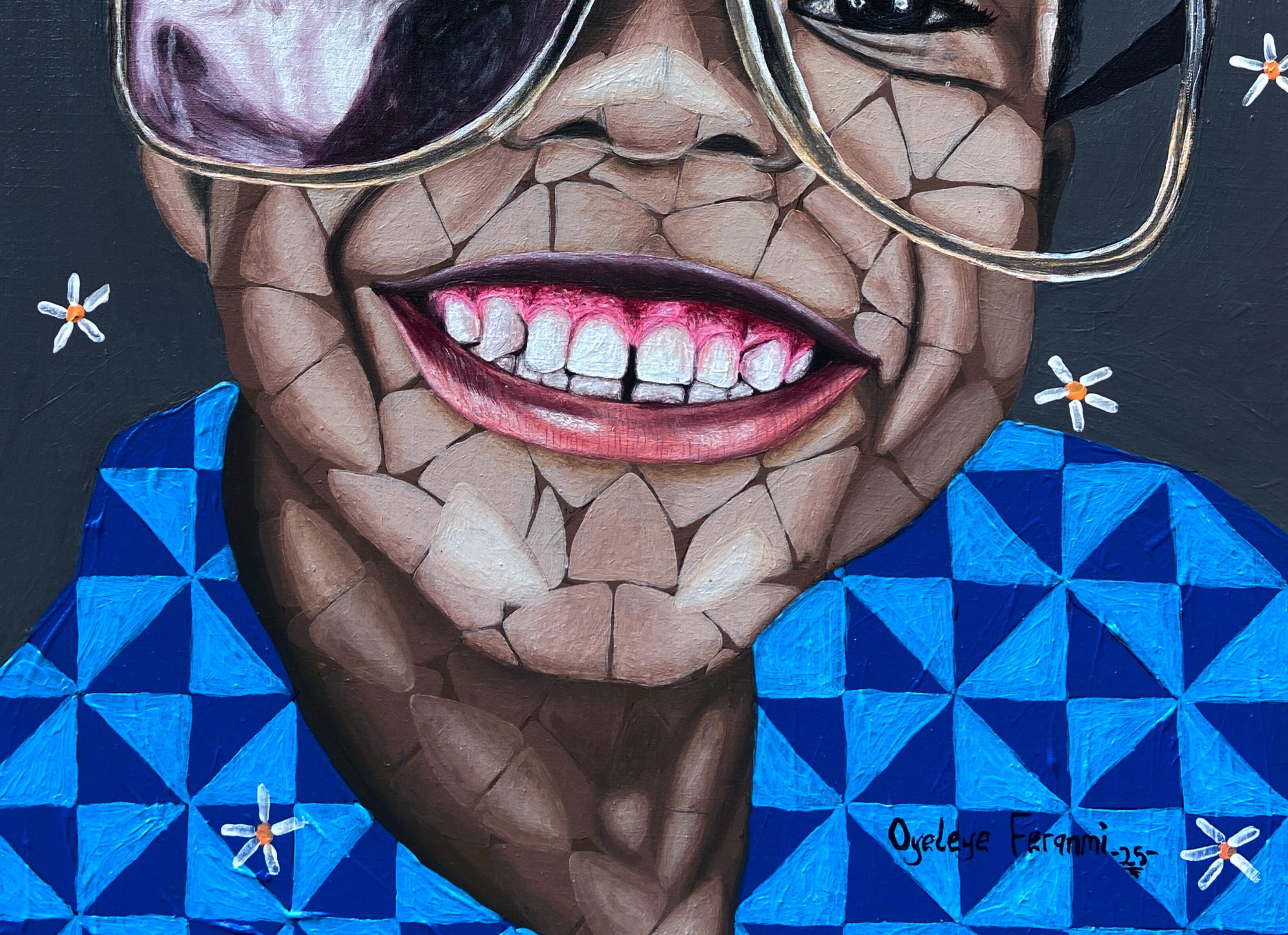 Alegre - Siglo XXI, Contemporáneo, Retrato Figurativo, África, Niños - Figurative Painting Púrpura de Oyeleye Feranmi