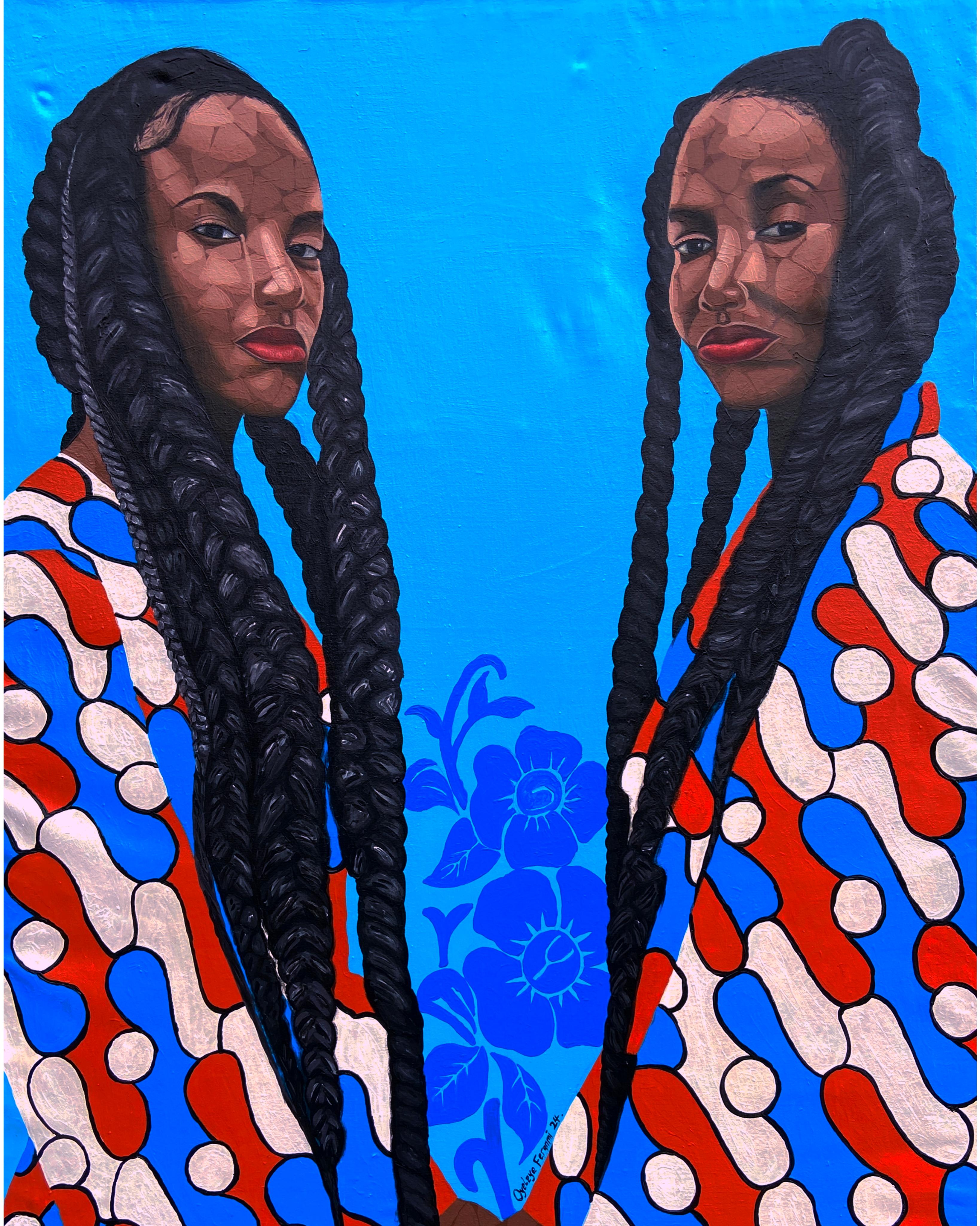 Oyeleye Feranmi Portrait Painting - Sisterhood 2 (Love and Strength) - 21st Century, Contemporary, Figurative, Love