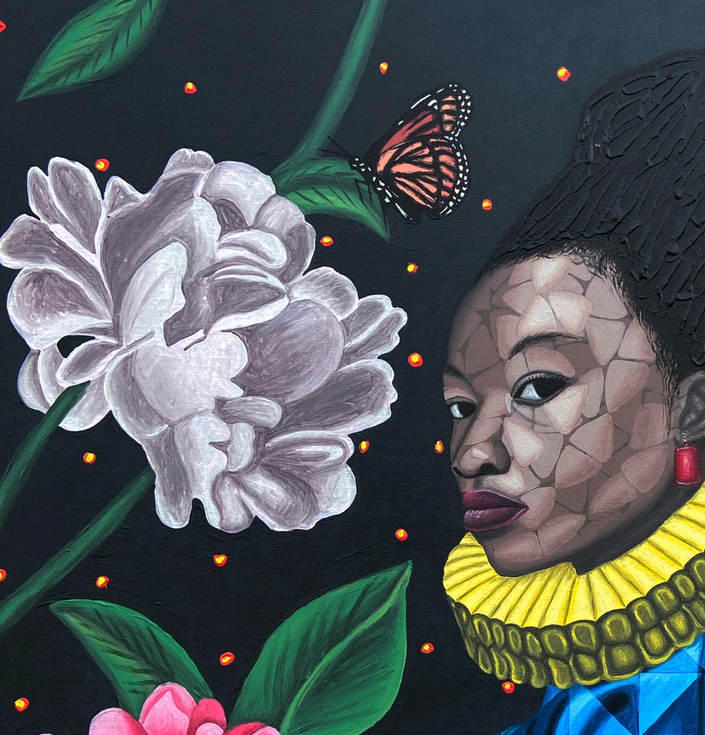 Esplendor 2 -Siglo XXI, Contemporáneo, Retrato Figurativo Floral, África Mujeres - Painting de Oyeleye Feranmi
