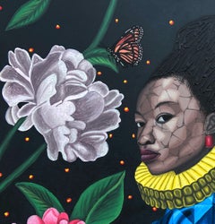 Splendor 2 -21st Century, Contemporary, Figurative Portrait Floral, Africa Women