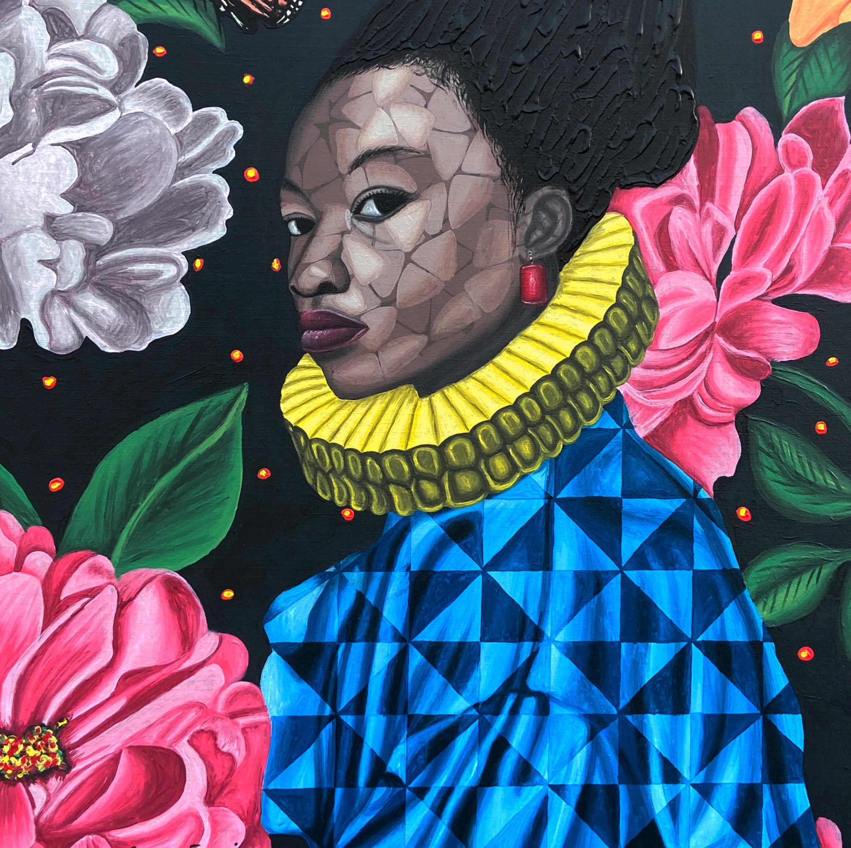 Esplendor 2 -Siglo XXI, Contemporáneo, Retrato Figurativo Floral, África Mujeres en venta 1