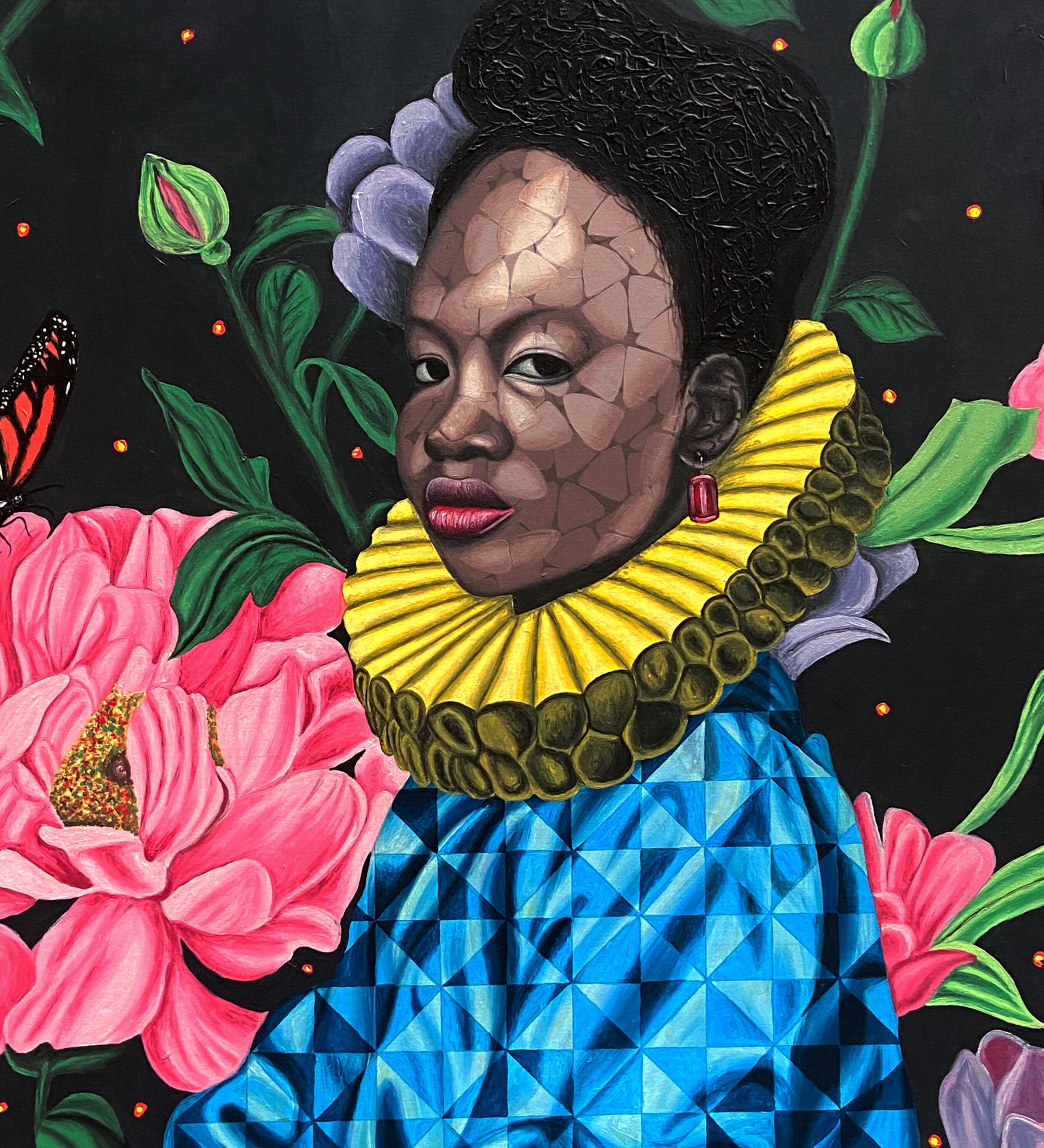 Esplendor - Siglo XXI, Contemporáneo, Retrato Figurativo, Floral, África Mujeres en venta 2
